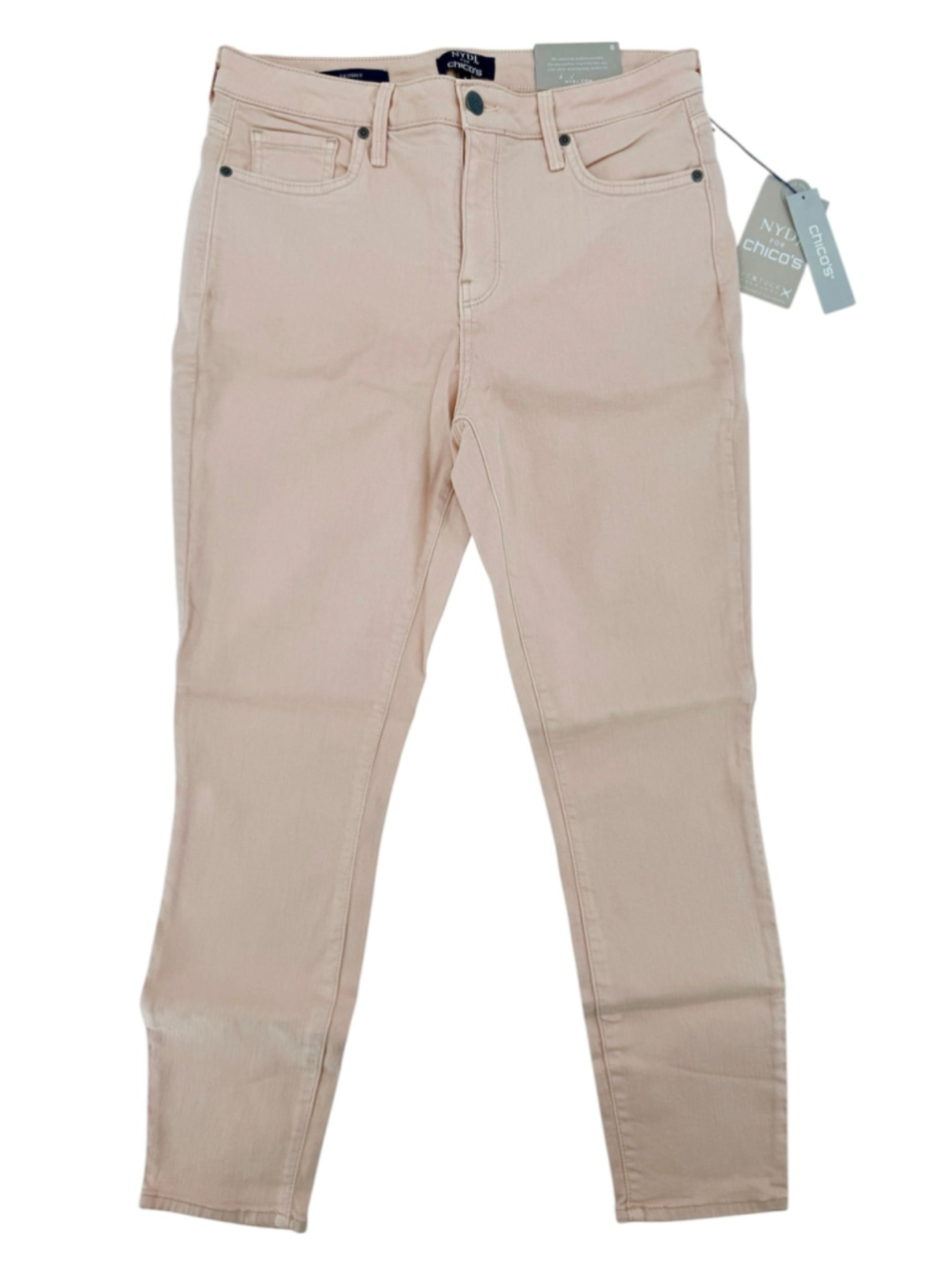NYDJ for Chico's Apricot Peach Pink Skinny Ankle Jeans Size 8